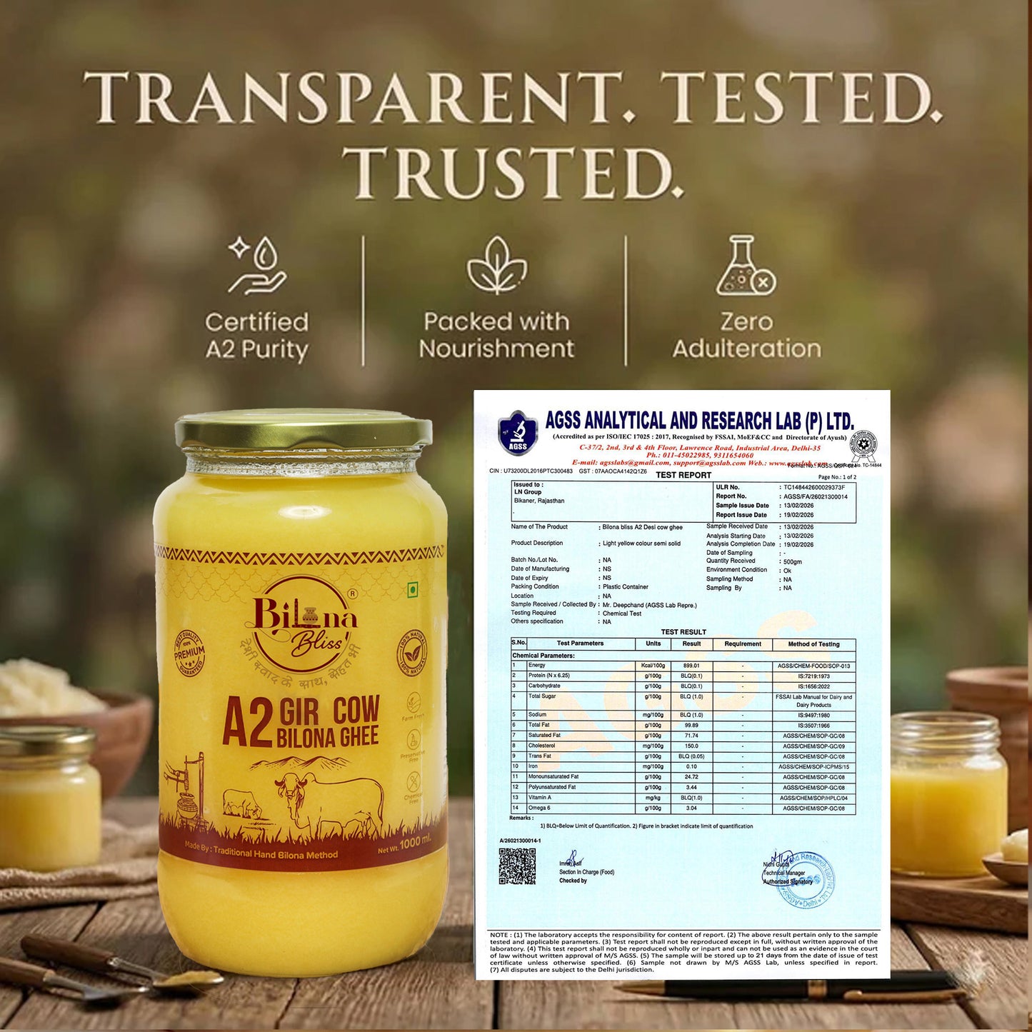A2 GIR Cow Bilona Ghee(1 LTR )